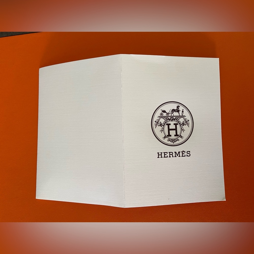 Authentic HERMES Receipt Holder Thick Ivory Off-White Card Paper Brown Logo
